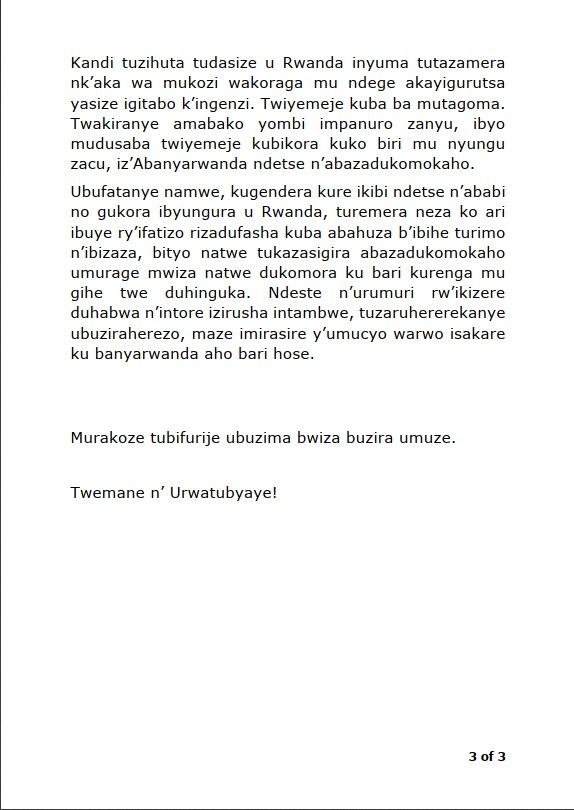 RCAinGermany's tweet photo. Dear Hon. #Bamporiki,
Urubyiruko rwacu(Rwanda Youth Transformers)hano mu Budage rwishimiye ibaruwa mwarwandikiye yuzuyemo inyigisho nziza cyane,bityo rero rwifuje kubasubiza mu buryo bw'ibaruwa ikurikira:
@Bamporikie 
@RwandaInGermany 
@YouthCultureRW
@RwandaMFA 
@my250tweets https://t.co/C2D9hjWC07