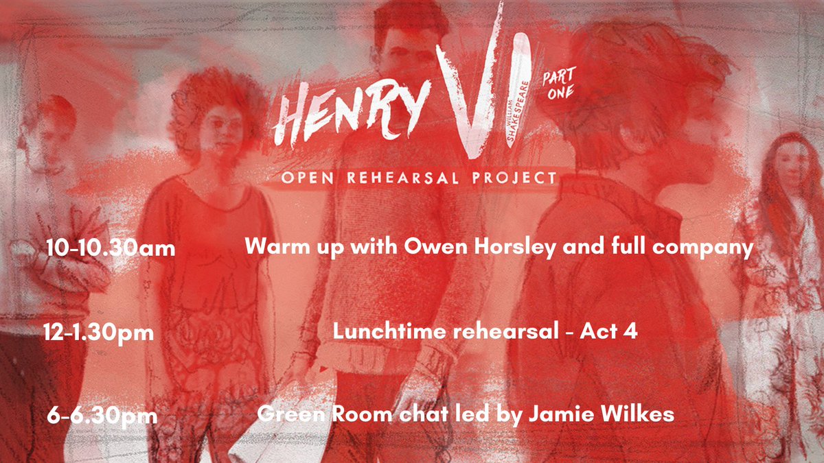 TheRSC's tweet photo. Morning all - happy Monday! The sun is shining here and we're ready for some more rehearsal room live streams.
Here's what's coming your way today to kick off week two: https://t.co/RfK713Tfp0
#HenryVIPartOne #WhereTheatreBegins https://t.co/hlQUjJ0OFg