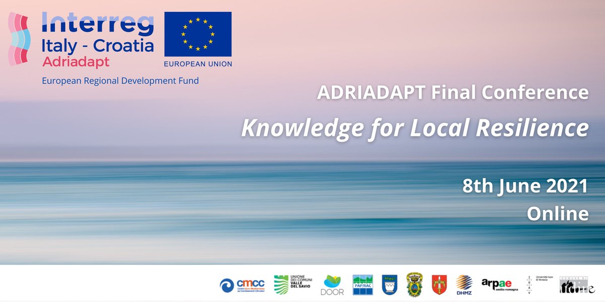 If you haven't yet, there is still some time left to register for tomorrow's final conference of the #ADRIADAPT project "Knowledge for Local Resilience" - follow here for the agenda and the registration link: italy-croatia.eu/documents/2758….
---
#Interreg #InterregItalyCroatia