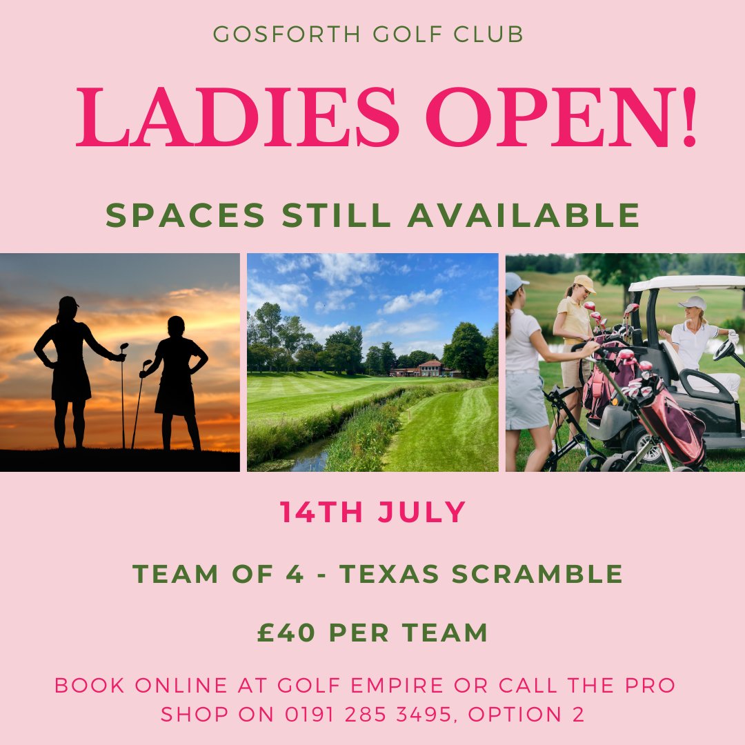 There are places still available to play in our Ladies Open on 14th July, book now!