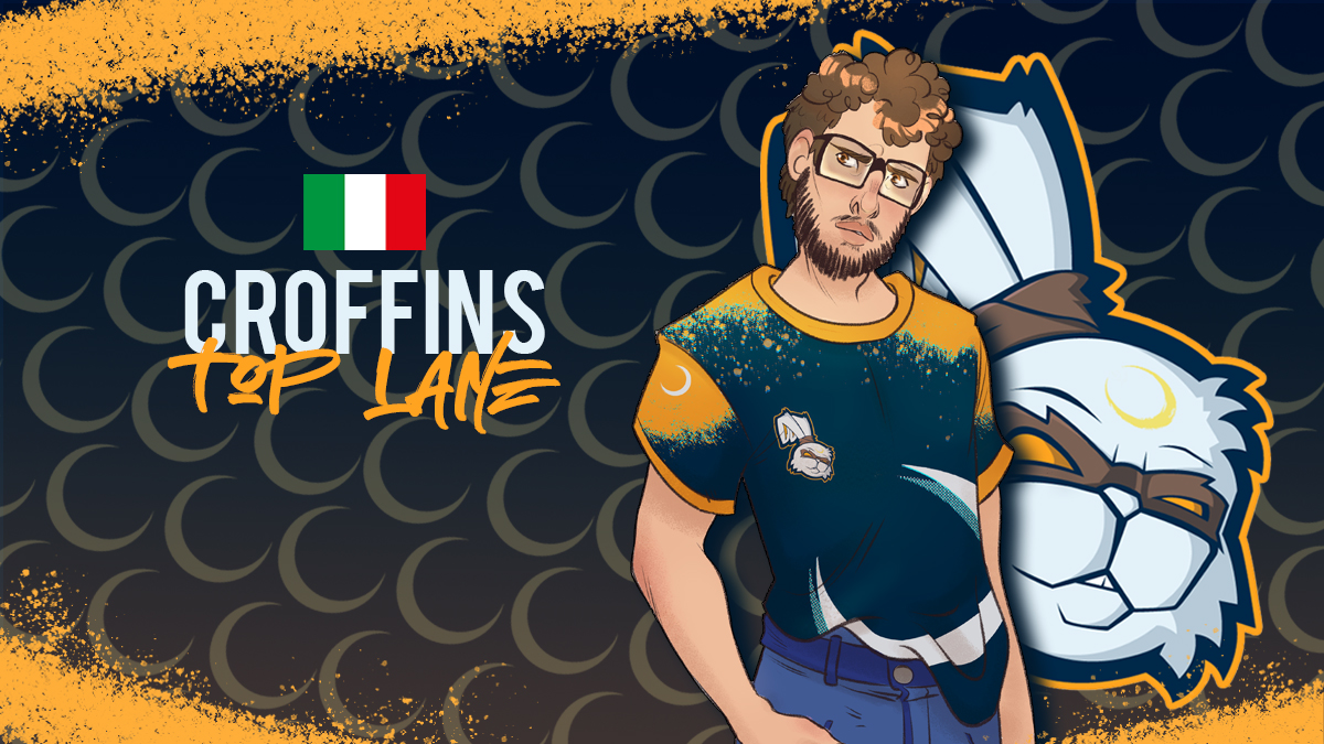 MoonRabbitsTeam's tweet photo. Dopo il coach abbiamo un tipo molto losco, a cui piace mangiare arance per levare i cc e gioca solo tank praticamente , penso non ci sia descrizione piu accurata del nostro Top laner @Croffins !
🌙🐇🦁
@Brescia_eSports https://t.co/o6PiT2kd1V