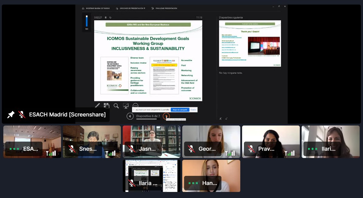 💬 <a href="/IlariaRosetti/">Ilaria Rosetti</a> presents how <a href="/ICOMOS/">ICOMOS</a> Emerging Professionals Working Group &amp; #SDGs Working Group on inclusiveness &amp; sustainability contribute to #NewEuropeanBauhaus by raising awareness, providing guidance for heritage practitioners, co-creation, mentoring &amp; networking