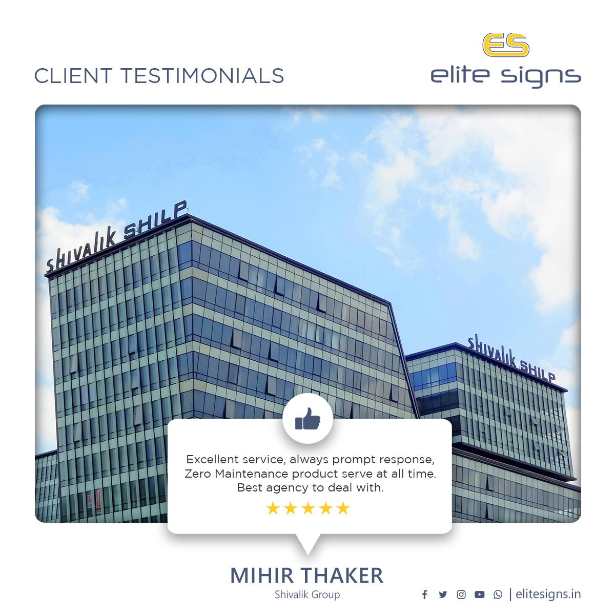 elitesignsindia's tweet photo. Thank you @MihirThaker4, @ShivalikGroup for your kind words and encouragement.
View entire range of #signboards here: https://t.co/EVtsbun2Xz
#ClientTestimonials #EliteSigns #ClientSpeak #Ahmedabad #realestate #realestatesigns #realestatesignage #ahmedabadrealestate #signs https://t.co/CDTFzBFyeC