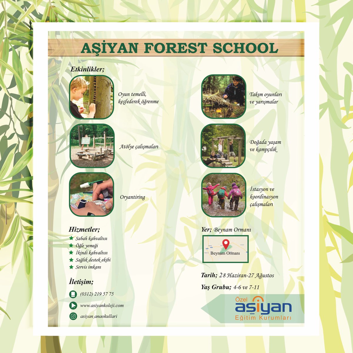 “Orman Okulu” konseptli yaz okulumuz 28 haziran pazartesi günü başlıyor...🌿
Kayıt için: (0312)219 57 75