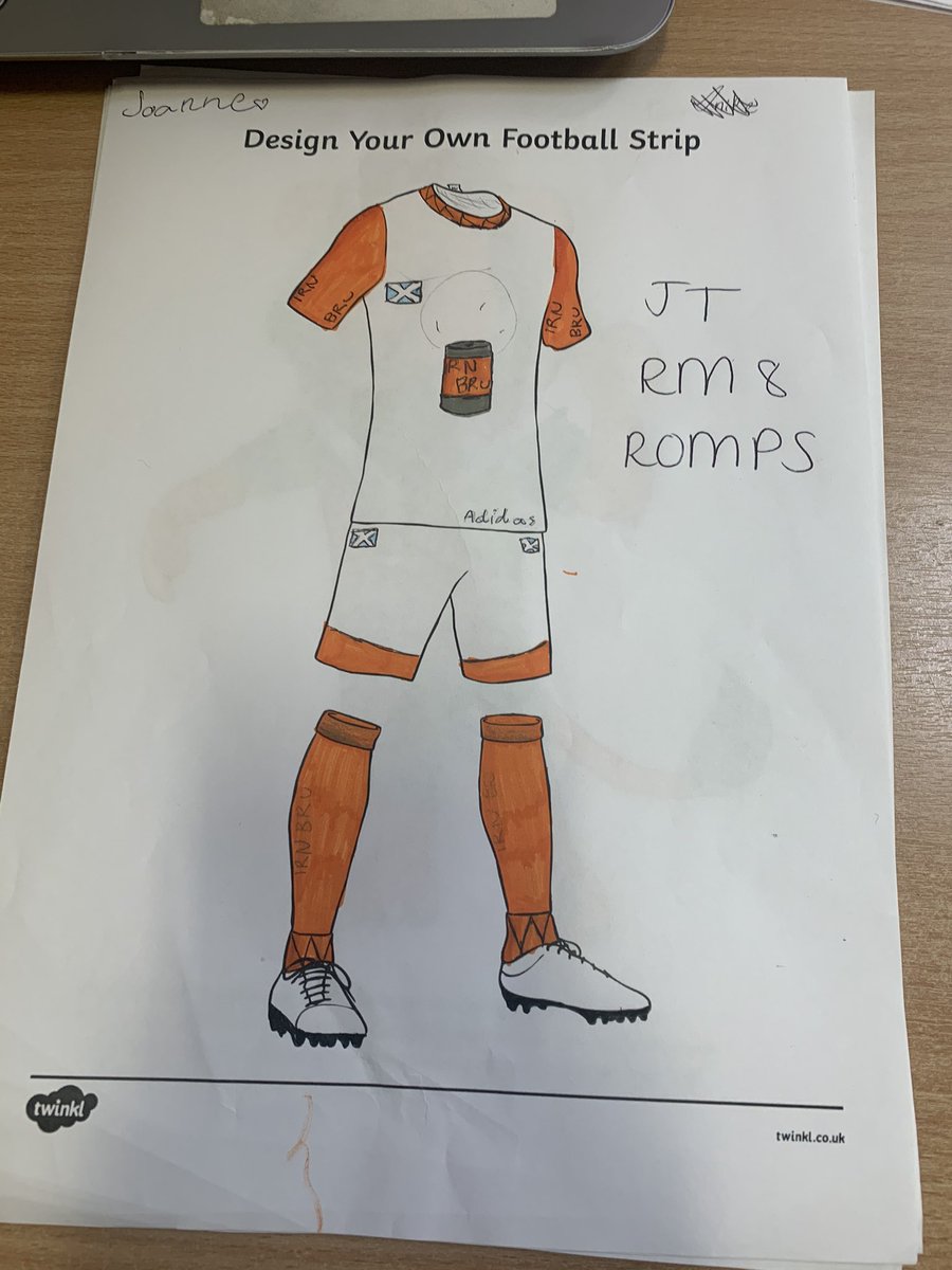crookes_miss's tweet photo. @ActiveSchoolsSL Apologies for the late submissions for Leaping Leo's football kit design  (Robert Owen Memorial in Lanark). https://t.co/SDO7DgVq6T