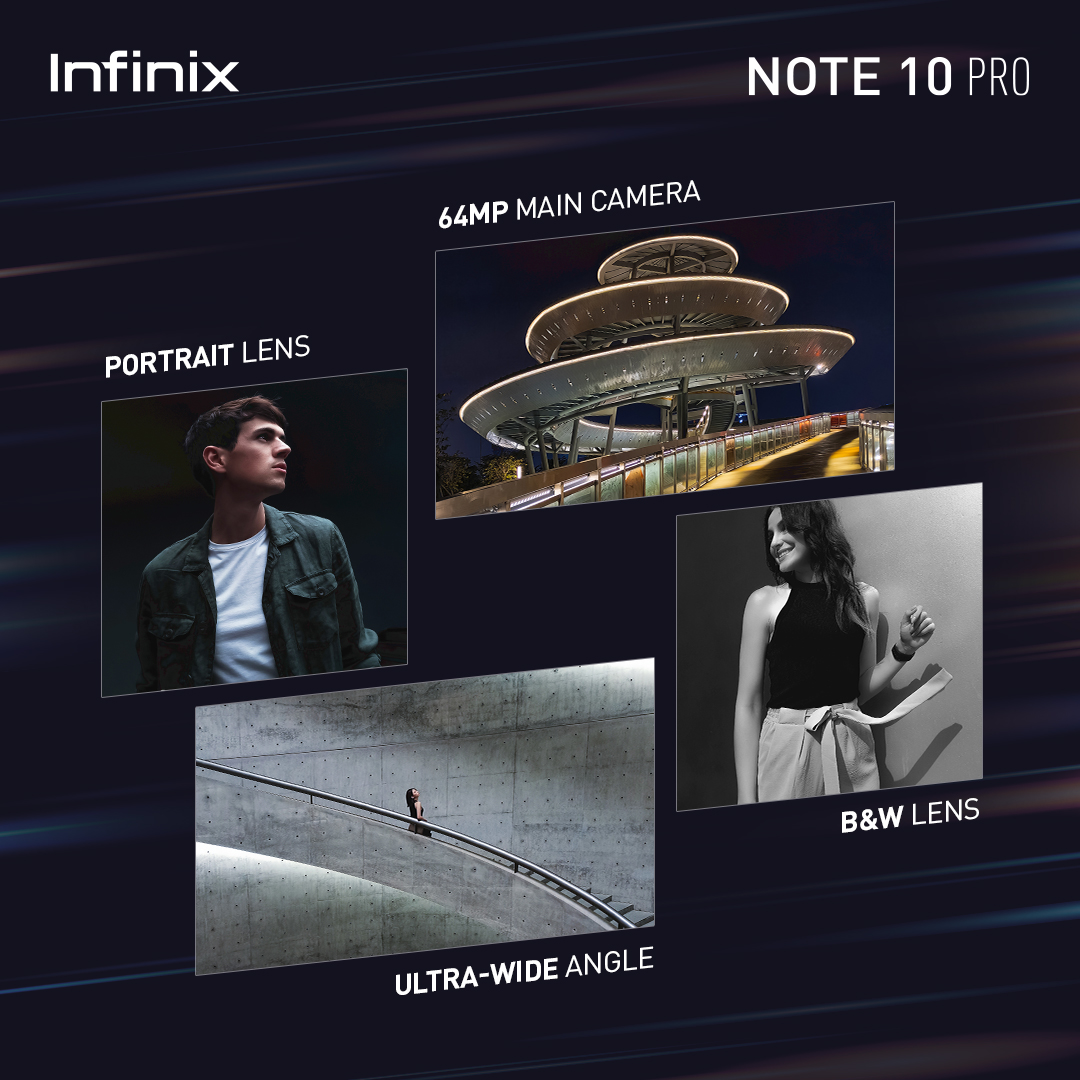 InfinixPakistan's tweet photo. Capture the most amazing portrait, Ultra Wide angle & detailed shots with #InfinixNOTE10PRO
Buy Now: https://t.co/u9Ban8k57l
Learn More: https://t.co/cuN2gwXVwJ
#HelioG95 #64NightShotCamera #90HzDisplay #SpeedUpNow https://t.co/oS8wg3YQ2L