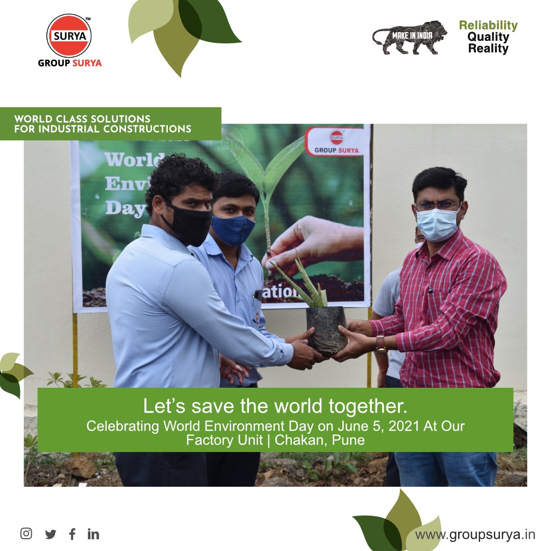 GroupSurya1's tweet photo. Group Surya celebrated World Environment Day to spread awareness about a healthy environment. Officials of the department held activities, including plantation of saplings and display of posters at our factory unit, Chakan, Pune

#environment #worldenvironmentday2021  #GroupSurya https://t.co/usDHD3yaAY