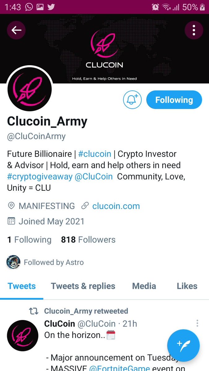 @CluCoinArmy Thank you 
@SEAT85504470 
@FasyTronJTS

#CluCoinArmy #Clucoinrise #CrytpoGiveaway #altcoin #GiveawayAlert
