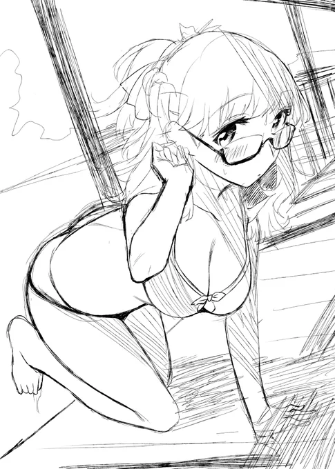 水着絵ラフ 