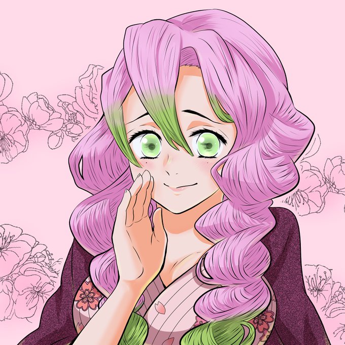 ぽてさんがTwitterに投稿した甘露寺蜜璃(鬼滅の刃)のイラスト。