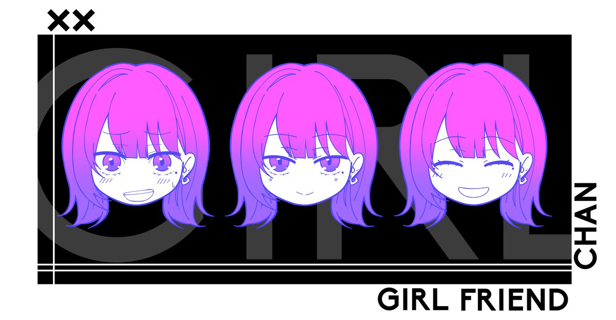 いちき 黒髪ボブちゃんと彼女ちゃんのtシャツ作ったよい