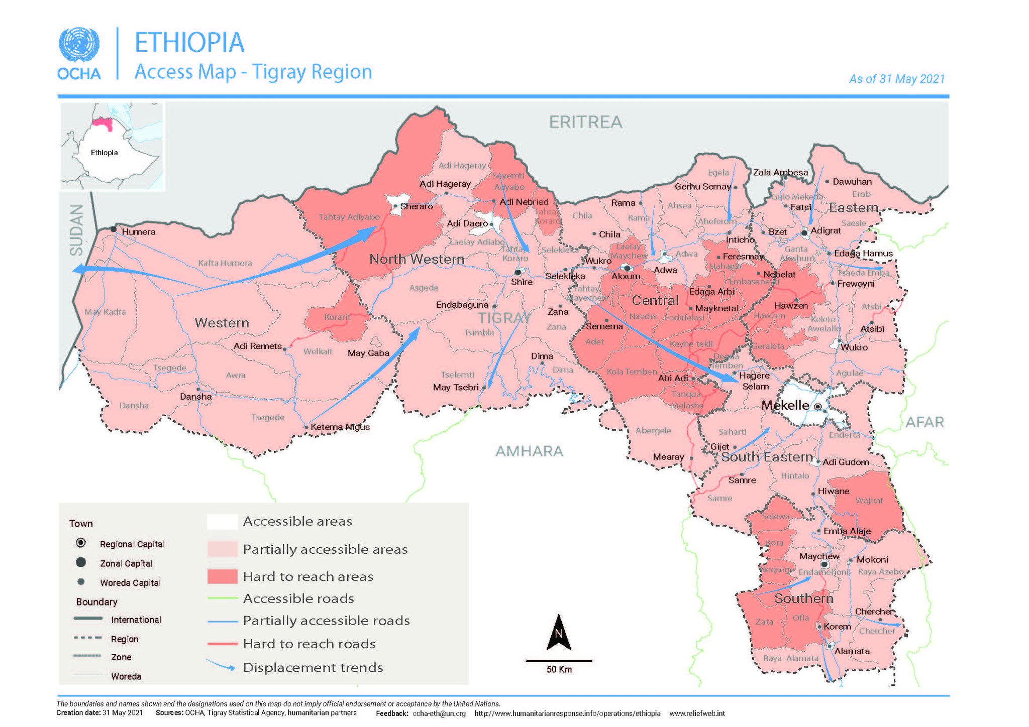 Detailed Map Of Tigray Un Ocha Ethiopia On Twitter: "🚨 New Release: Access Map Of #Tigray Region  As Of 31 May 2021 Available Online At Https://T.co/65Wg1Qrmaw  Https://T.co/Ymxwpvrpuu" / Twitter