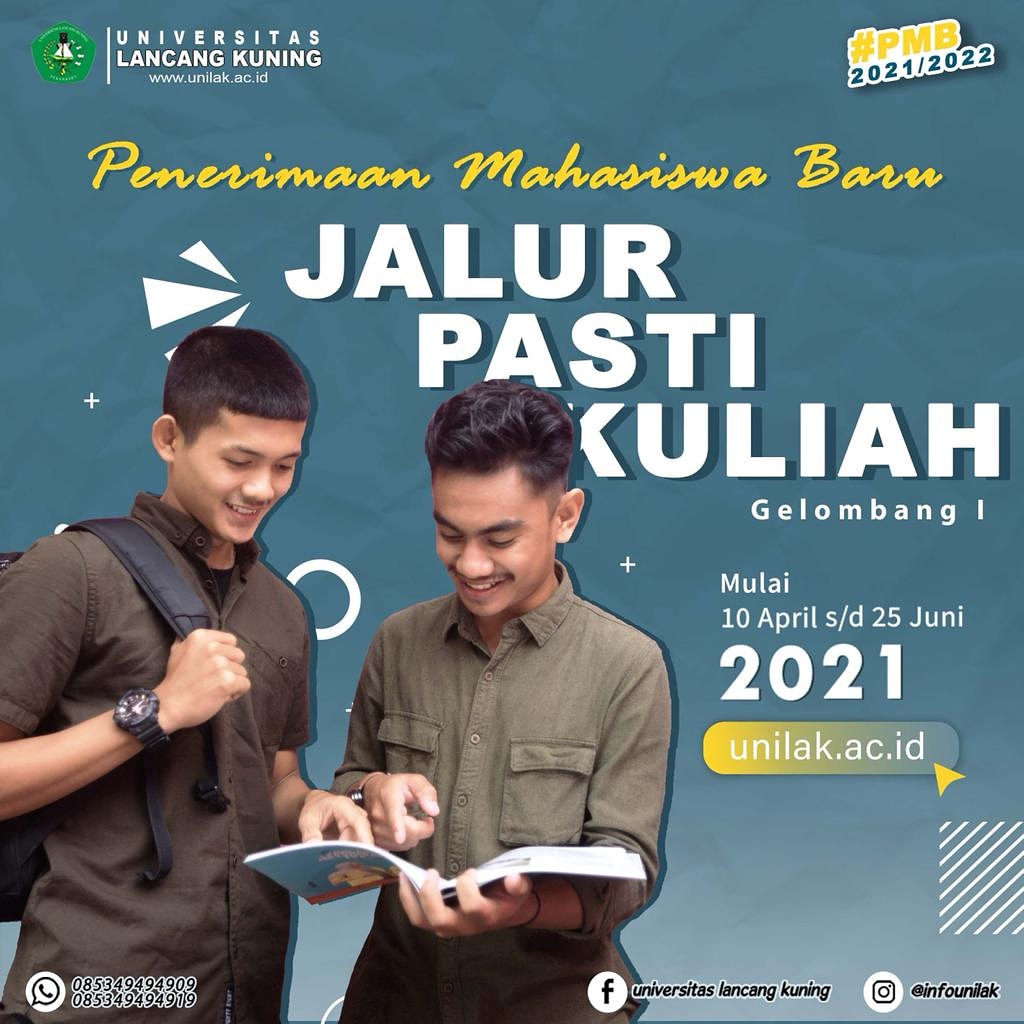 SriTatami's tweet photo. HALO !! Unilak hadir memberikan kesempatan emas untuk kamu yang ingin meraih masa depan yang GEMILANG.
Jalur “PASTI KULIAH”  sangat memudahkan kamu untuk bergabung. Cara pendaftarannya gampang lho, kamu bisa mengunjungi website https://t.co/K1hVY7ZYL8 lalu klik Info PMB
#unilak https://t.co/rKIdLZ22uy