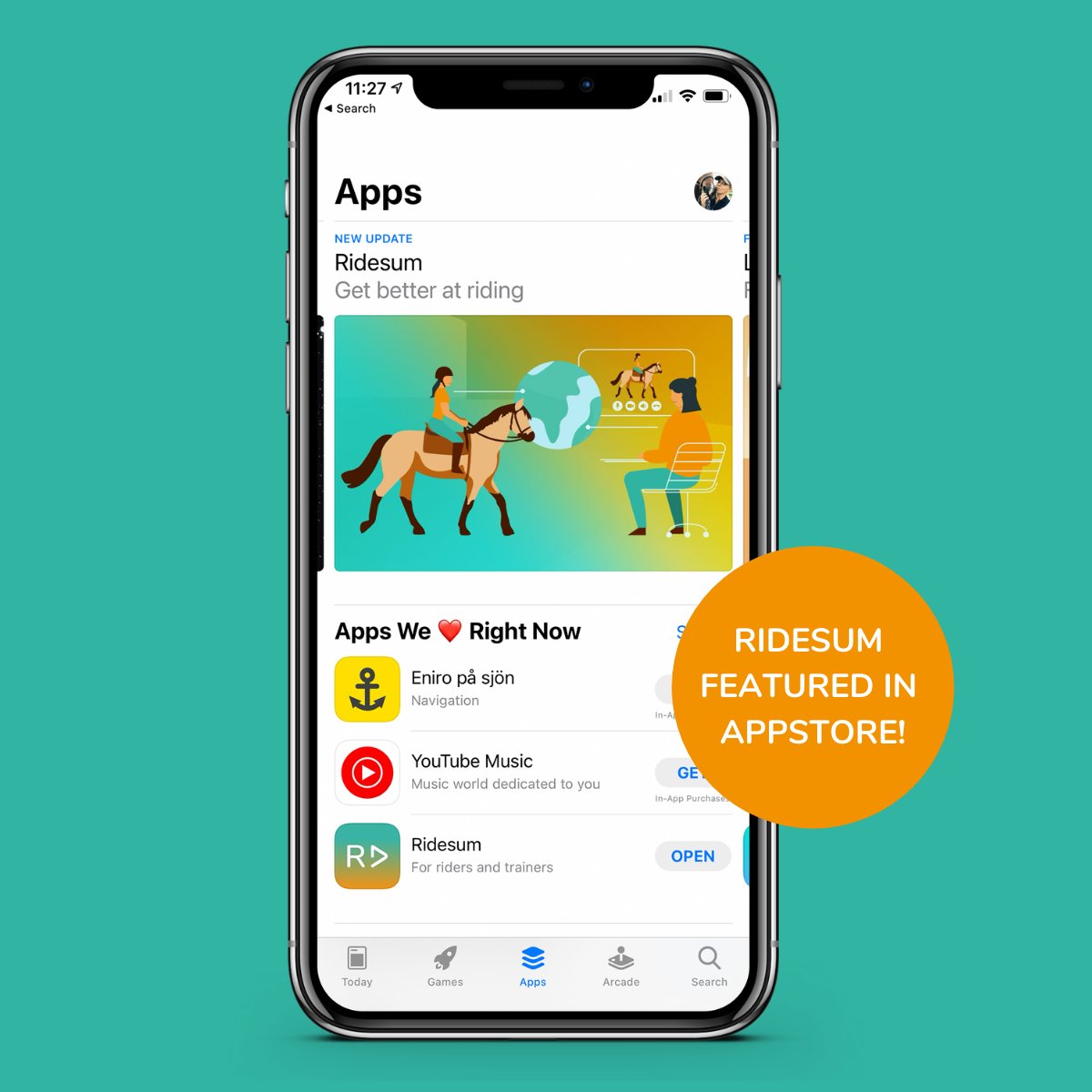 Woohooo - we are very proud to be featured as one of the selected apps in Apple App Store! Download Ridesum today to accelerate your growth as a rider or trainer! 
App Store: apps.apple.com/us/app/ridesum…
Google Play: play.google.com/store/apps/det…
#horsetech #equestrian #ridsport #sthlmtech