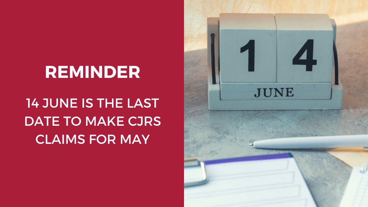 NicklinLLP's tweet image. Reminder: 14 June 2021 is the last day to make #CJRS claims for May

#FurloughScheme