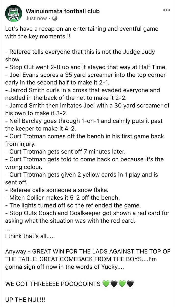 WainuiomataAfc's tweet image. Well that was....eventful....

#Cap4