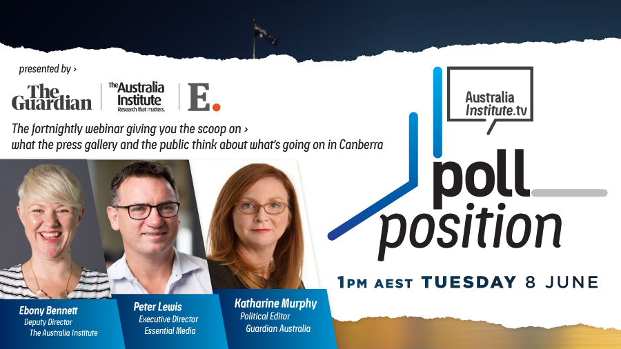 TheAusInstitute's tweet image. Join us 1pm Tuesday for #PollPosition 📈🏁🔥

Featuring:
➡️ @murpharoo, political editor of @GuardianAus, 
➡️ @PeterLewisEMC executive director of @EssentialMedia_  
➡️ @ebony_bennett deputy director of @TheAusInstitute #auspol 

FREE, rego essential &amp;gt; us02web.zoom.us/webinar/regist…