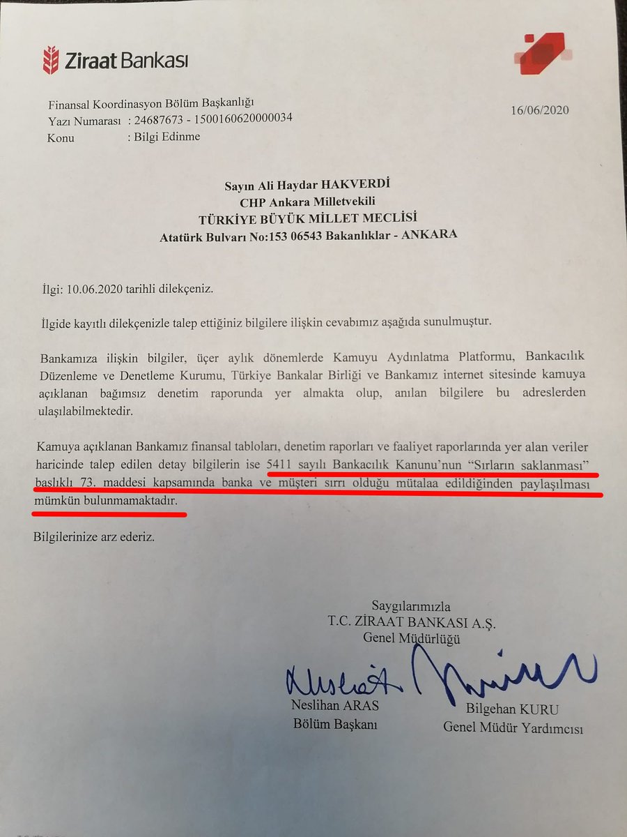 VAH ÜLKEM VAHH...!
Ziraat Bankası, 'Demirören'in 750 milyon dolarlık borcu' ödeyip ödemediğini ticari sır diye açıklamıyormuş..

#BizZatenBiliyorduk !
#sedatpeker9 
#ziraatbankasi