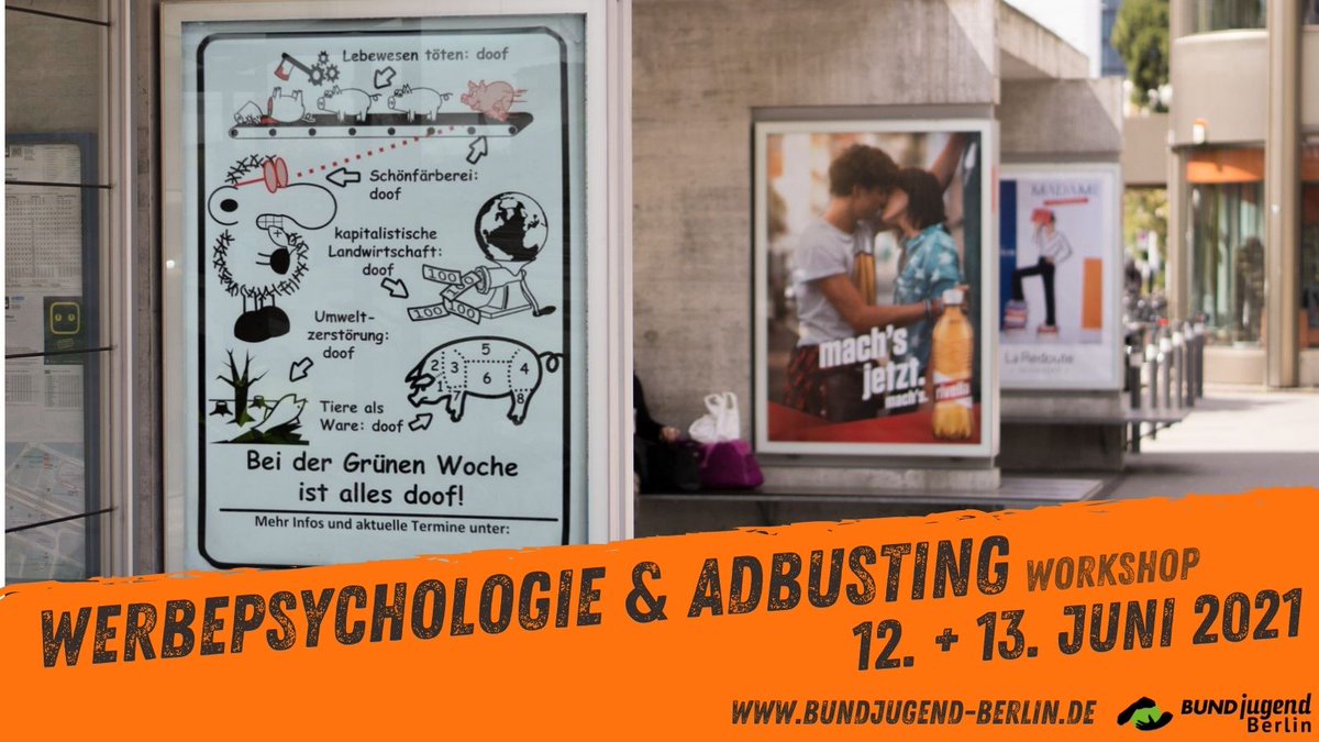 Überall Werbung - auf der Straße, im Supermarkt, in der U-Bahn oder im Internet. 
Wir entdecken und analysieren Werbung, treffen Menschen von <a href="/berlinwerbefrei/">Berlin Werbefrei</a> und lernen, wie wir Werbung durch Adbusting für unsere Zwecke kapern können.

Infos &amp; Anmeldung: bundjugend-berlin.de/termin/werbeps…