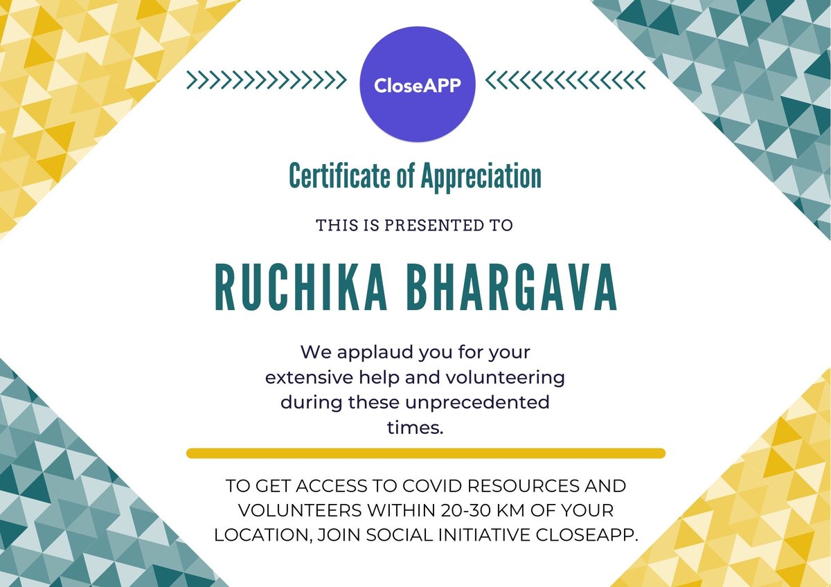 shuruindia's tweet photo. We applaud @ruchikasingh20 for your remarkable efforts. Please accept this certificate as a recognition of our gratitude towards you. Please tag your friends in the comments who have contributed their services to help  the society during covid times.
Share it with your community! https://t.co/VWfD74sRZn