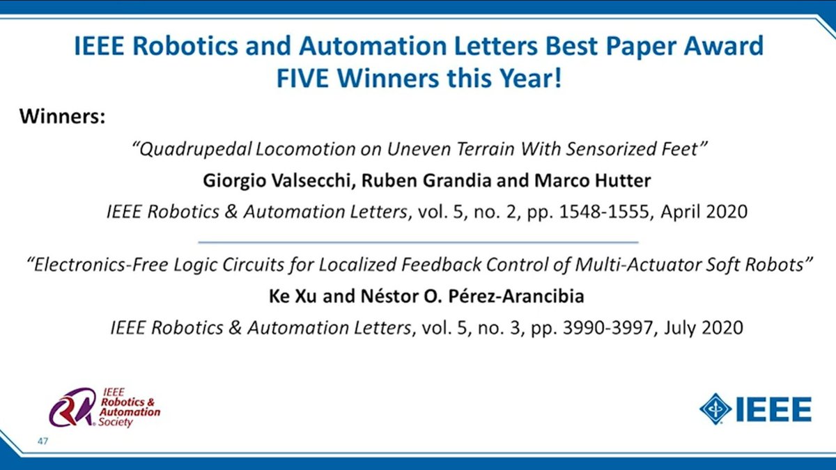 Robotic Systems Lab (@leggedrobotics) on Twitter photo Congratulations to Giorgio for receiving the IEEE RAL best paper award! This work was done as part of the EU H2020 Project <a href="/THING_H2020/">THING H2020</a>. Check out the paper (ieeexplore.ieee.org/document/89683…) Congratulations to Giorgio for receiving the IEEE RAL best paper award! This work was done as part of the EU H2020 Project <a href="/THING_H2020/">THING H2020</a>. Check out the paper (ieeexplore.ieee.org/document/89683…)
