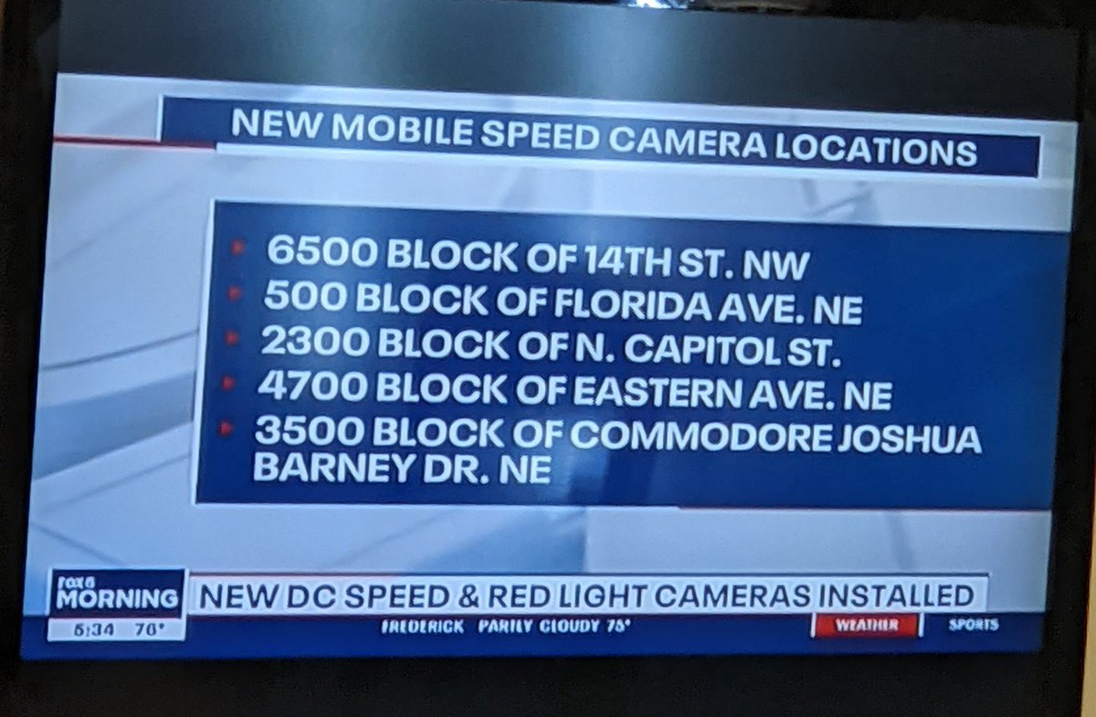 JustCuriousPoe's tweet photo. Village a reminder that today a new red light camera is active at the 695 off-ramp NB on 11th St., SE and there's seven new rotating speed cameras that also go into effect today in DC π #THEJCMS #LIVELOCALLIT
#WPGCISLIVEANDLOCAL @WPGC https://t.co/LwnwsaOK6Q