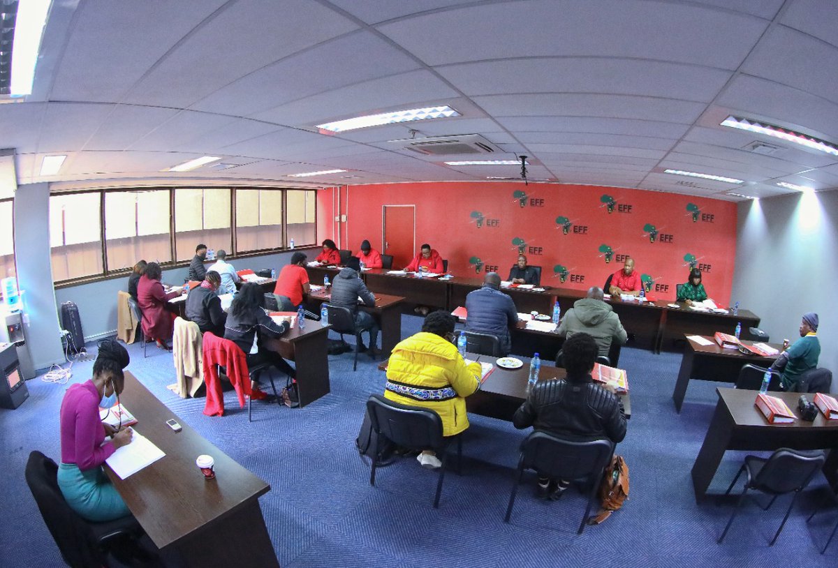 EFFSouthAfrica's tweet photo. EFF War Council is currently in session at the EFF Headquarters in Braamfontein #EFFwayawaya https://t.co/n5fXvlIeJX