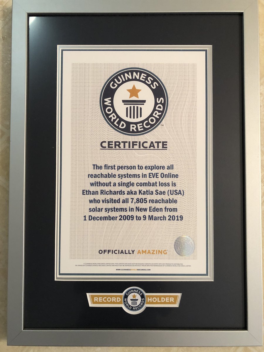 Katia_Sae's tweet image. Was on Between 2 Keepstars yesterday with @scottishdex and the gang talking about my journey and I realized I don&apos;t think I ever shared the Guinness World Record Certificate with you all. #tweetfleet #eveonline