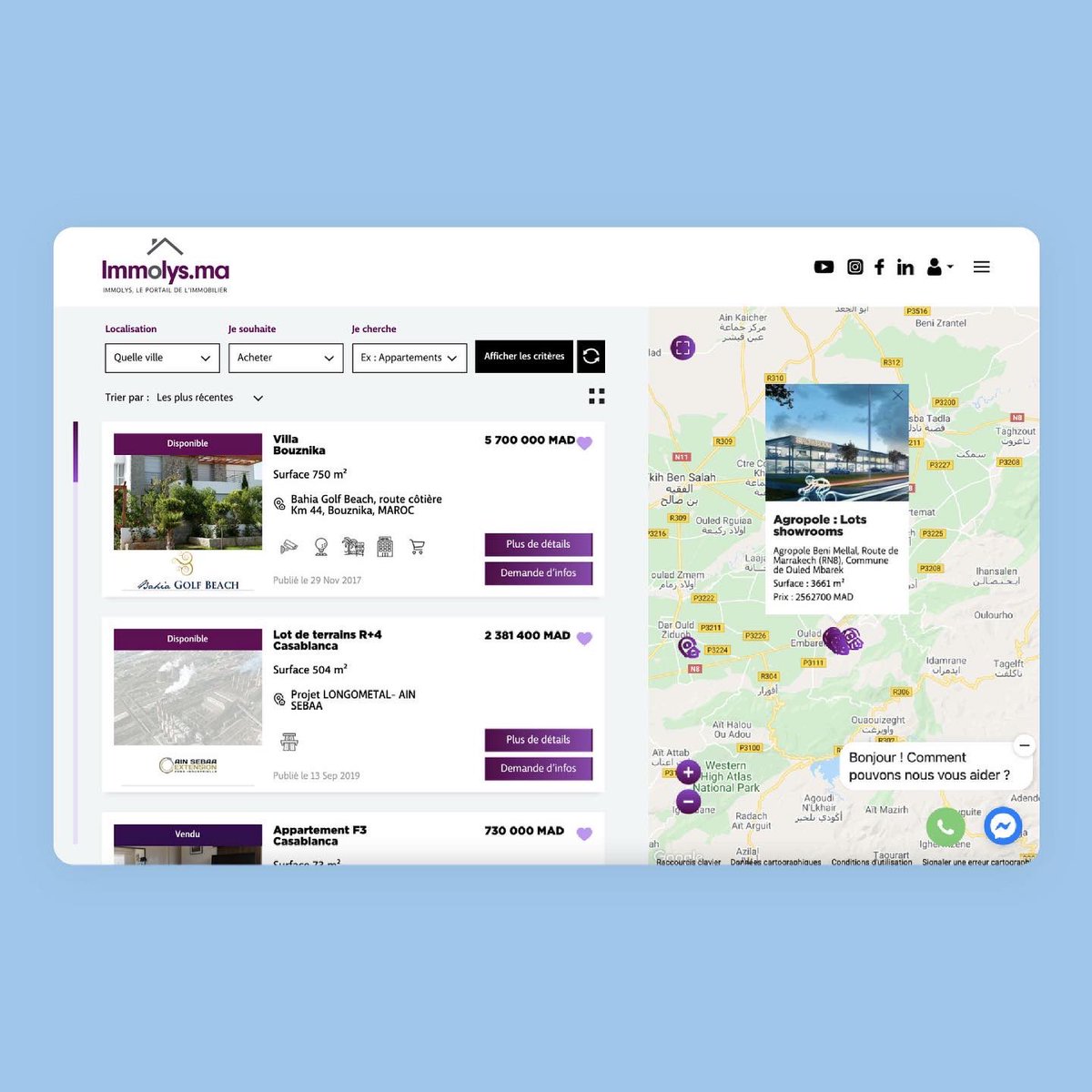 grandecharteco's tweet photo. Immolys est un portail immobilier  conçu et développé pour la société de promotion immobilière Ametys. Ce portail regroupe des centaines de biens liés à des projets partout au Maroc. Nous avons développé ce projet from scratch en collaboration avec l’équipe marketing. https://t.co/dxCYrIMbIT