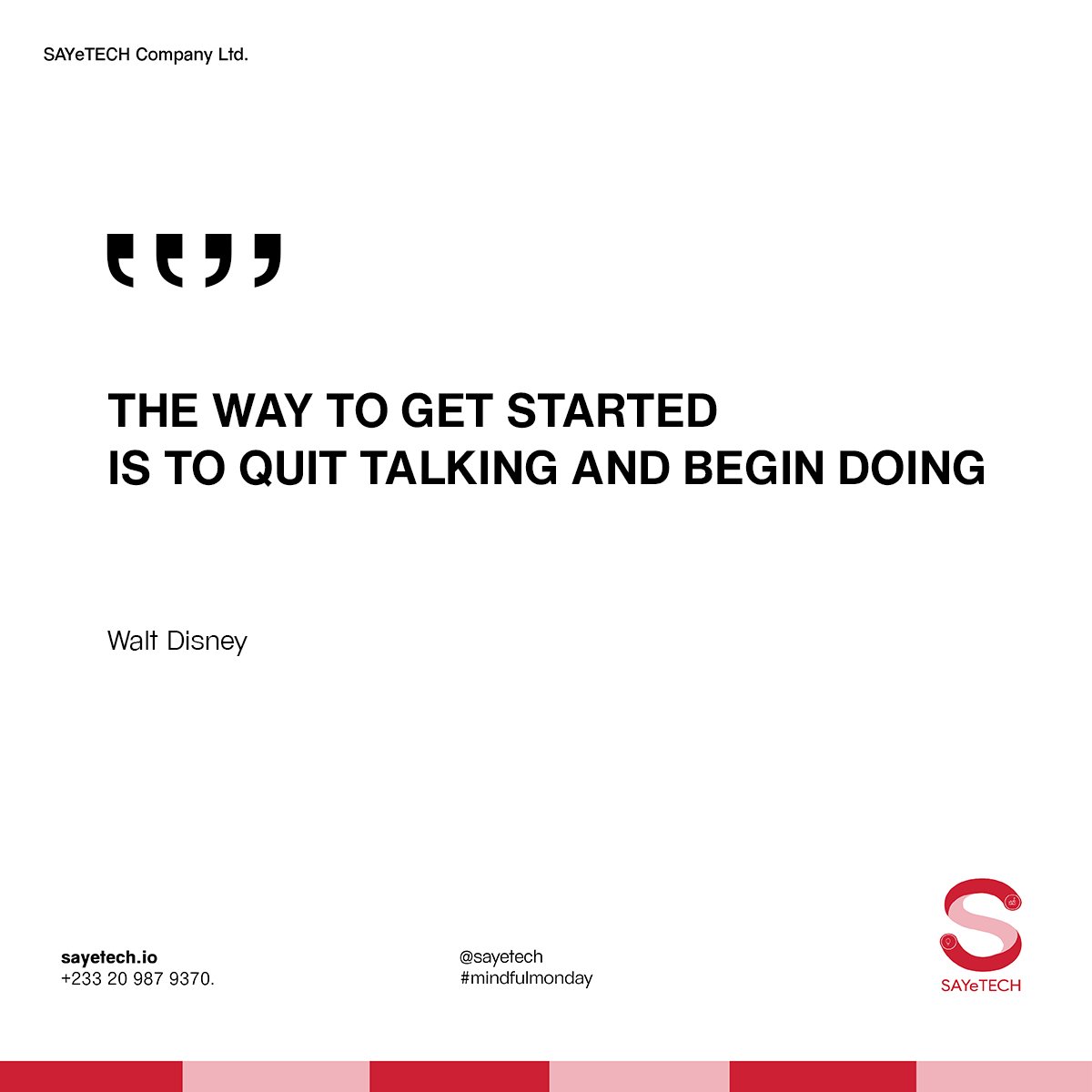 sayetech's tweet photo. Quit the talk and learn to take a bold step of action towards what you seek to achieve.
#MindfulMonday #MondayMotivation #Sayetech #StaySafe #YouHaveIt https://t.co/nkbEUTdjao