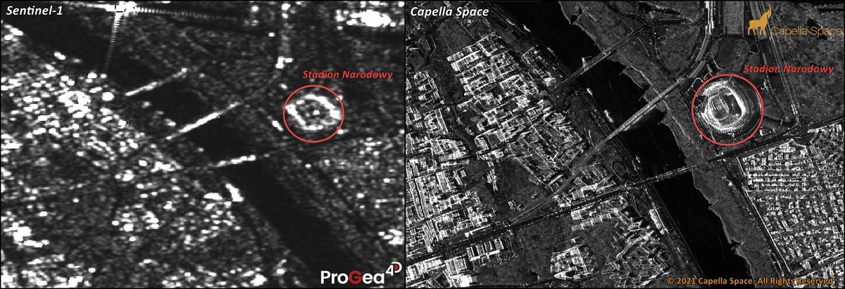 ProGea4D's tweet photo. Zobaczcie pierwsze wysokorozdzielcze zobrazowania SAR na obszarze Polski z @capellaspace! Dane dostępne są dla centralnej części Warszawy.

Zobrazowania pozwalają na detekcję nawet pojedynczych budynków, mostów czy dróg i znacząco przewyższają jakość ogólnodostępnych danych #SAR. https://t.co/iRuntHGAeT