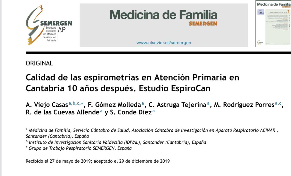 Interesante reflexión sobre el uso correcto de la espirometría. “ Se necesita un mayor esfuerzo por parte de las Gerencias de AP para formar a los profesionales de manera adecuada y poder así aprovechar todos los recursos de los que disponemos”