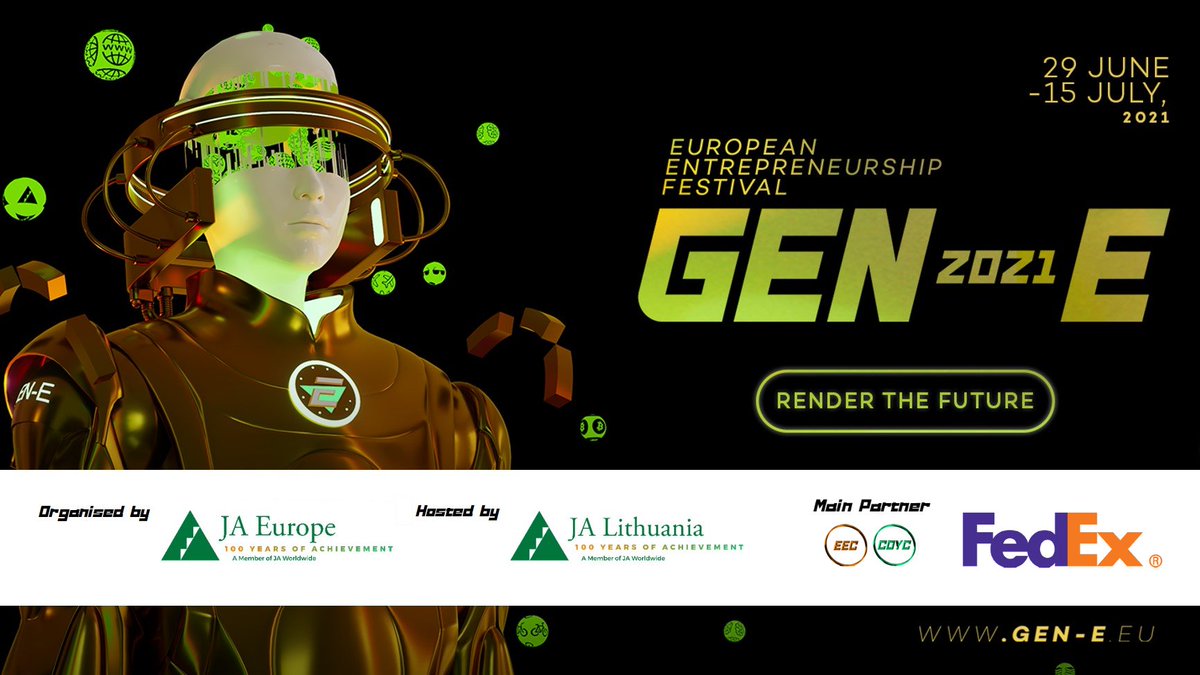 We are thrilled to introduce the European partners of our #Gen_E Festival, starting with main partner <a href="/FedEx/">FedEx</a> who will also sponsor signature awards at both #JAEEC21 and #CoYC21 🏆 Thank you for helping us inspire and connect tomorrow's leaders! 🌐 gen-e.eu