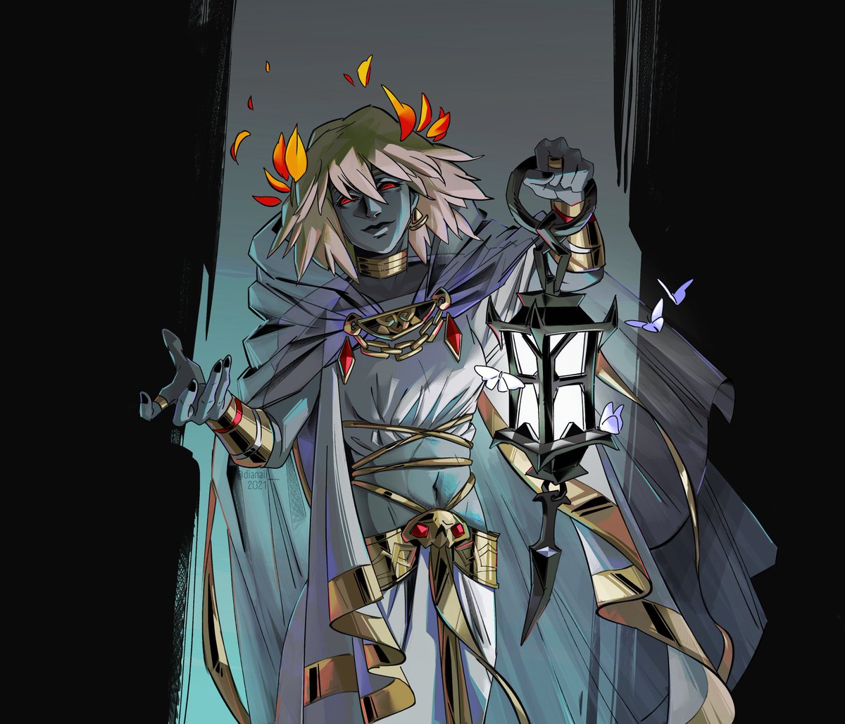 Macaria, goddess of blissful death.  

Macaria is the third goddess of death in ancient Greek mythology. As you may have guessed, she is the daughter of Hades and Persephone, so she is the sister of our Zagreus.

#hadesgame #fanconcept