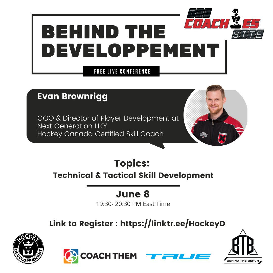 Evan Brownrigg from <a href="/NextGenHKY/">Next Generation HKY</a>, <a href="/Ottawa67sHockey/">Ottawa 67’s</a> &amp; <a href="/GeeGeesMHKY/">uOttawa Men's Hockey | Hockey masculin</a>, joins us tomorrow for a free conference at #BTDHockey. Register for free: linktr.ee/hockeyd Presented by <a href="/TheCoachesSite/">The Coaches Site</a> <a href="/coachthem/">CoachThem</a> <a href="/truetemperhcky/">TRUE Hockey</a> <a href="/HockeyQuebec/">Hockey Québec</a> #HCskillscoach #HockeyTwitter #BTD