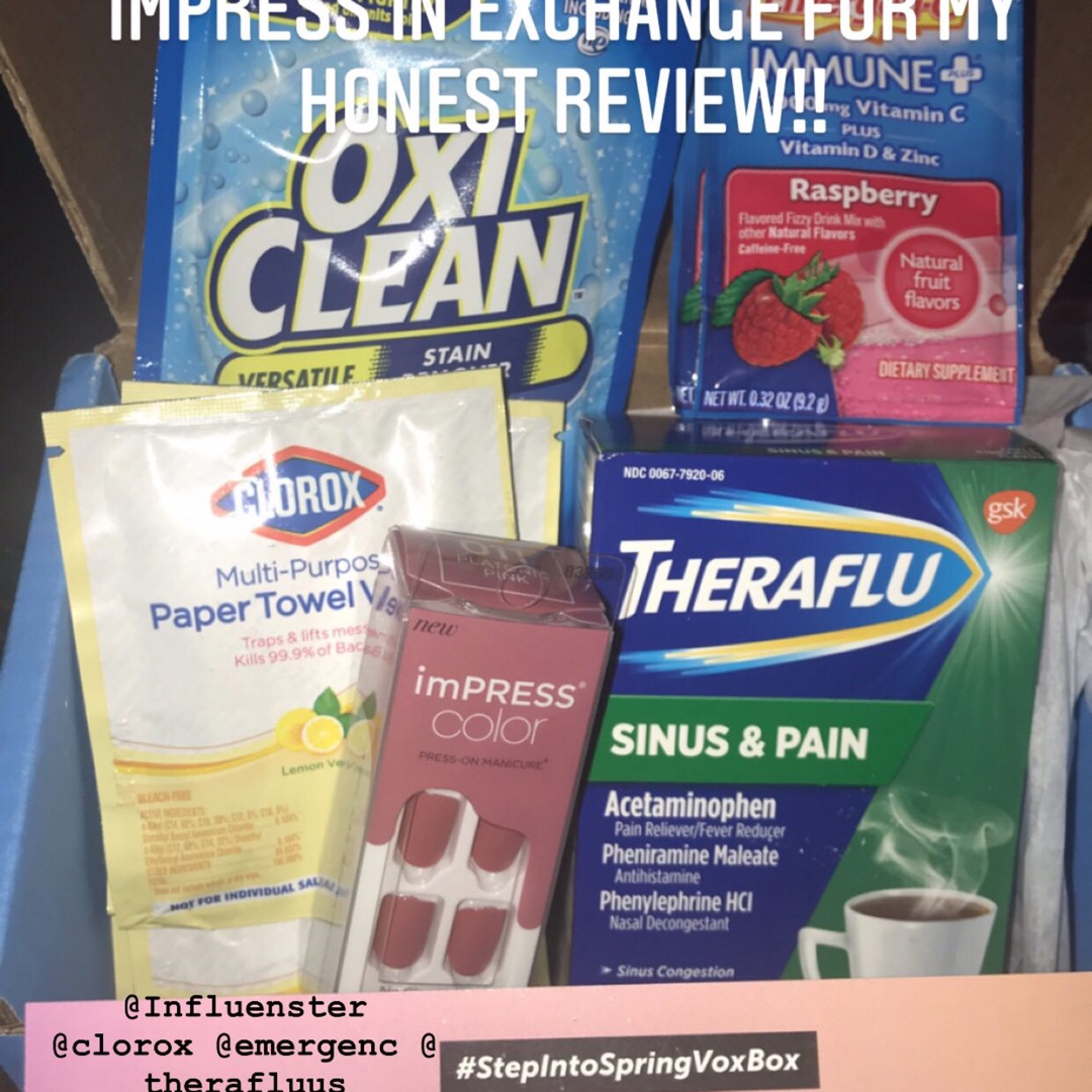 ZoieeTastic's tweet photo. #StepIntoSpring #CloroxPaperTowelWipes #emergeyourbest #TherafluPowerDown #imPRESSColor #MyOxiCleanVSR #complimentary #contest @Influenster @clorox @emergenc @therafluus @impressmanicure @oxicleanofficial https://t.co/jxRdMaNeLV