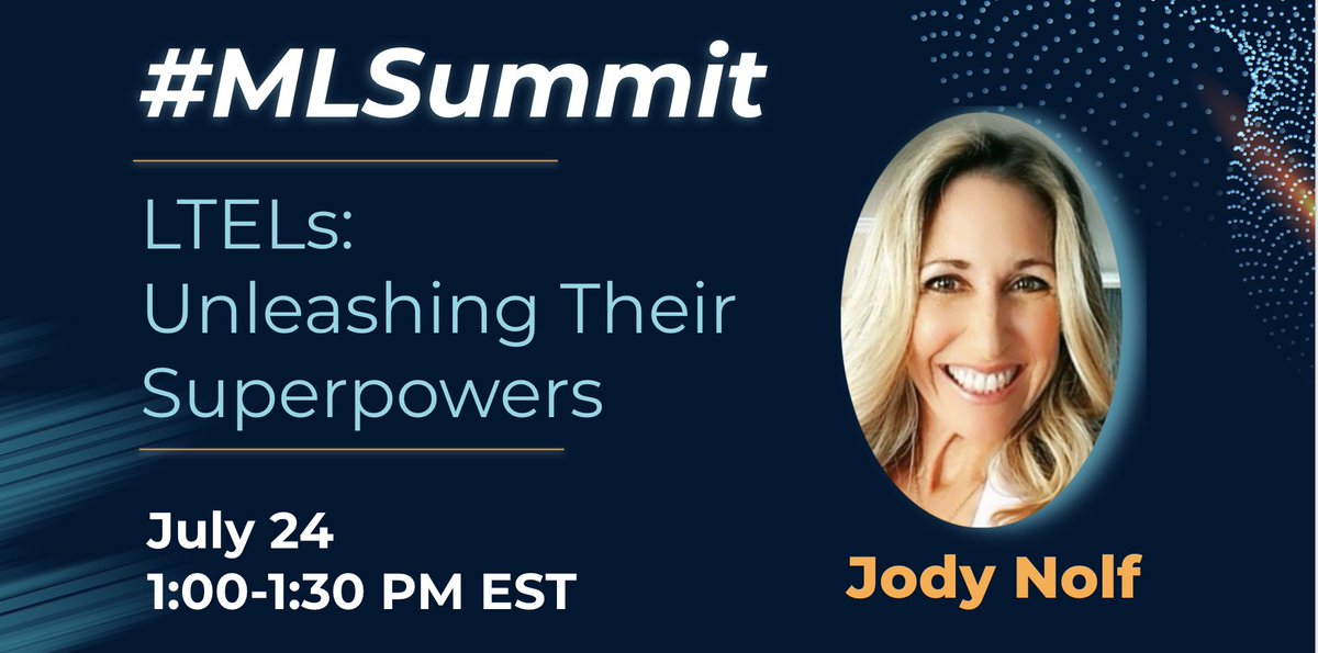 JodyNolf's tweet photo. Coming soon! I am so honored that @MsSalvac &amp; @TanKHuynh invited me to present again this year. I hope you will join us! #MLSummit https://t.co/m2umBfHxf6