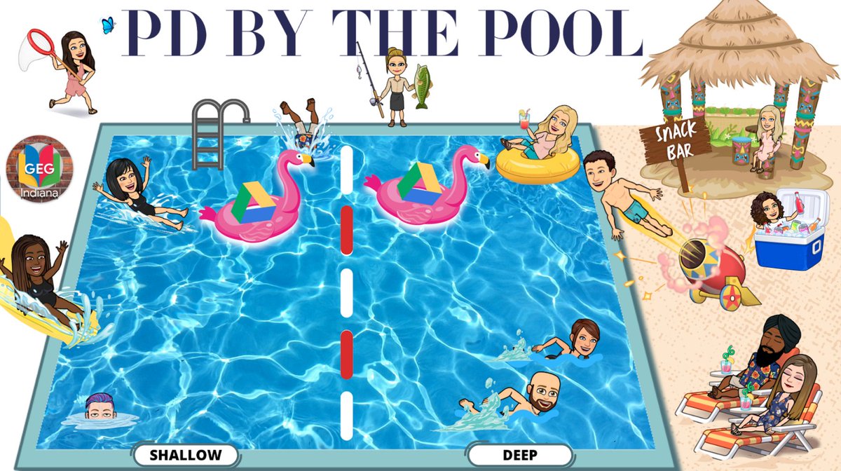 Ok, it's happening! 1st week of PD by the Pool is live! 🌊

😎Bite-sized PD you can watch by the pool
😎Get to know Google Drive: Shallow End (GCE Level 1 skills) and Deep End (Level 2 skills)
😎Visit the collab. Snack Bar!

sites.google.com/view/in-geg/ev…
#PDbythePool #INGEG #INeLearn