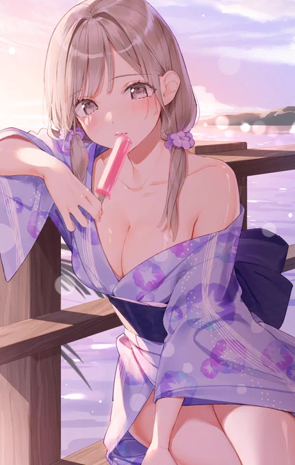 浴衣の彼女と夕涼み 