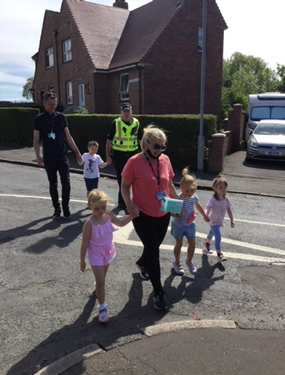 CherryTreeEYC's tweet image. We had a sponsor Walk &amp;amp; Wave around our Community.  The Lollypop Lady &amp;amp; the Community Police Officer along with parents helped us get around safely!
