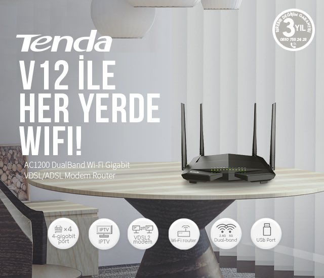 tenda_turkiye's tweet photo. Wifi sinyalleri evinizin her noktasına kesintisiz bir şekilde Tenda V12 ile ulaşacak!
#tendamutlugabaglar #tenda #tendaturkiye #modem #router #modemrouter #gaming #netflix #internet #wifi #wireless #kablosuzinternet #gigabitwifirouter #tendav12 #tendawifi https://t.co/Y9dDAHho1f