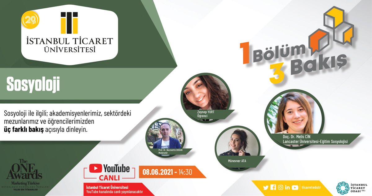 ticaretedutr's tweet photo. Üç farklı bakış açısıyla 1 Bölüm 3 Bakış, Sosyoloji bölümü seminerimiz 8 Haziran Salı 14:30'da YouTube kanalımızda!
Detaylı Bilgi İçin: https://t.co/MjzzIEzNqI https://t.co/tjCWrWmyYG