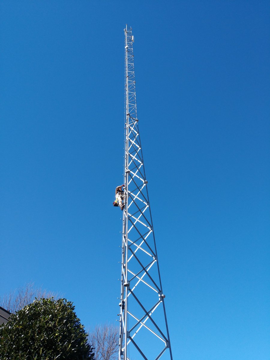 MR_Systems_Inc's tweet photo. A fear of heights? Not Dustin! 

Enjoy this photo of Dustin Taylor, Field Service Engineer for MR, climbing his way up a 130 foot tower. #nopressure #dontlookdown https://t.co/LklM0z77X8