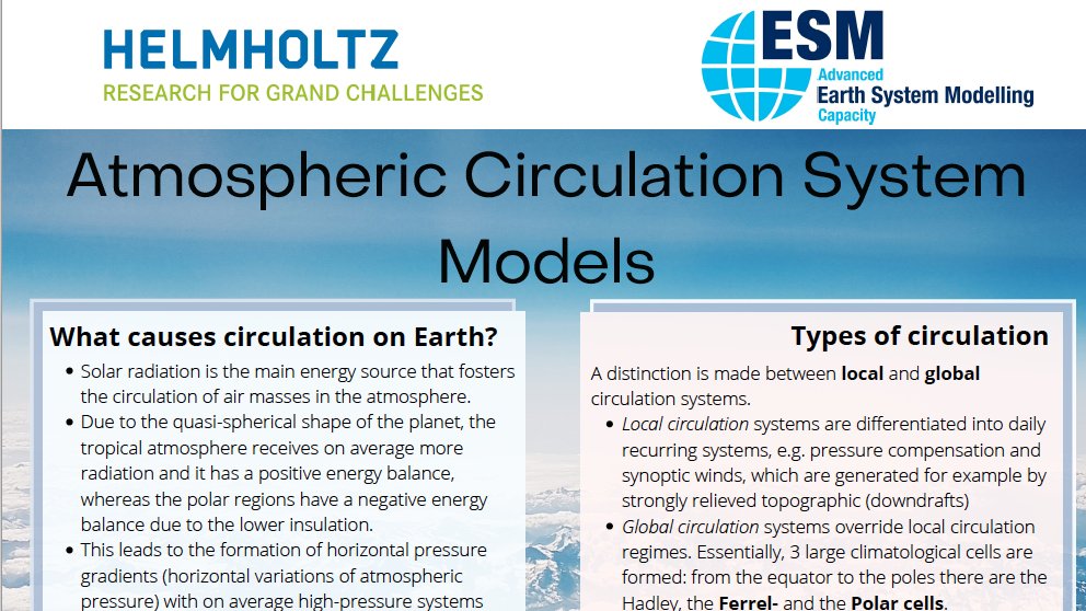 Looking to understand the basics of #AtmosphericCirculation? Our latest #ESMPill is now online to the rescue! Check out this and more of our introductory documents on the Outreach section of our website: esm-project.net/outreach/outre…
To the latest Pill: esm-project.net/fileadmin/user…