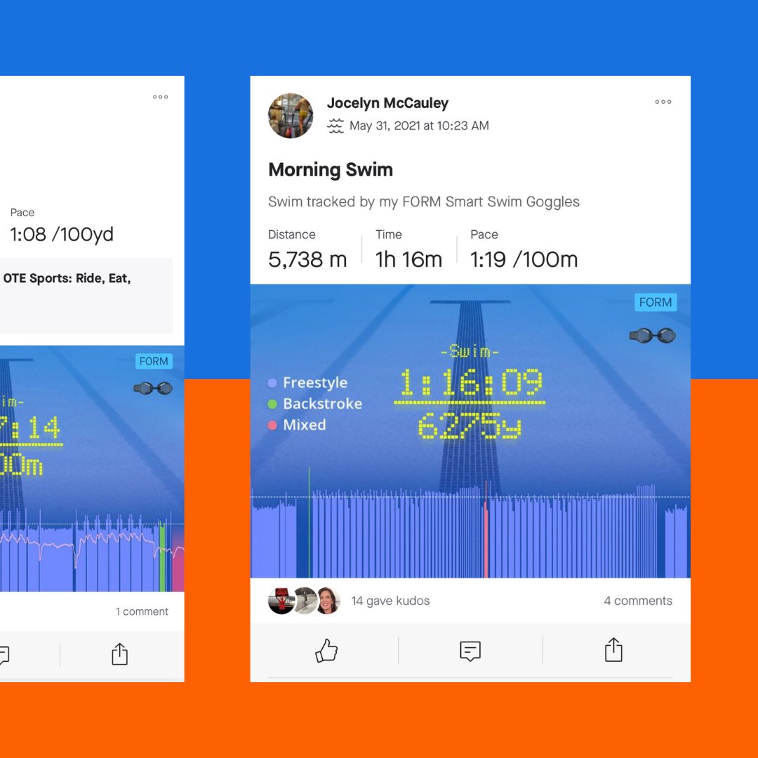 Share your swims and engage within the community! 💙🧡 Join FORM swimmers by connecting your FORM and Strava accounts in the FORM app! Check out the club 👉 bit.ly/3co1X5A Everyone is welcome!