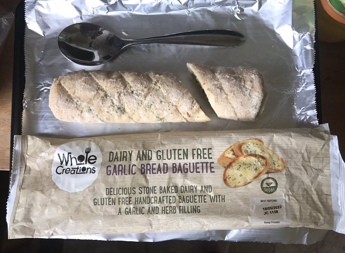 helenberry79's tweet photo. @Wholecreations why is your delicious GF garlic shrinking?! I’m trying to feed 3 hungry boys here! (That’s a desert spoon for reference, not a huge one!). #iwantmorebread https://t.co/Oza8VDuDre