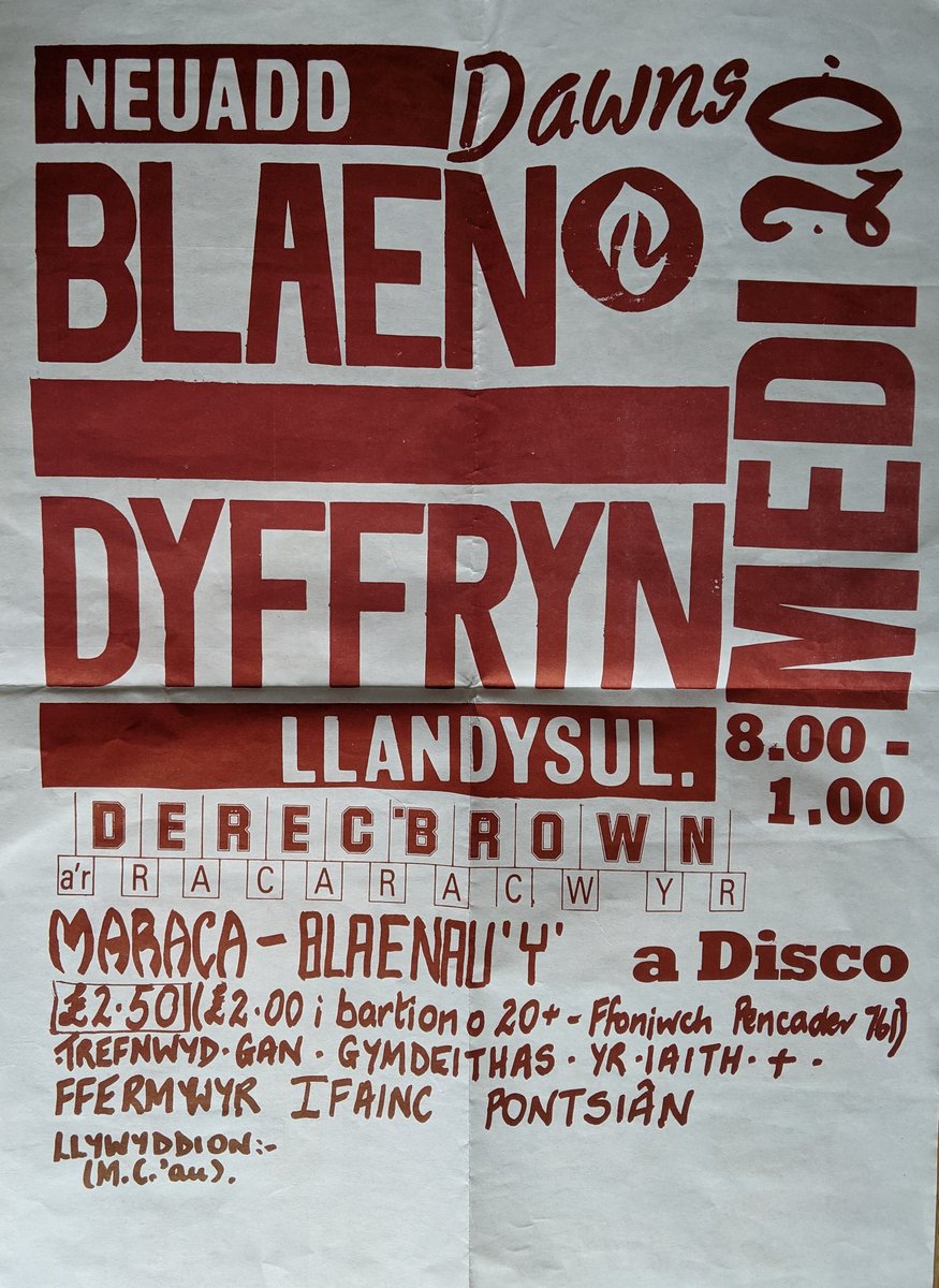 Neuadd Blaendyffryn, Llandysul, Dawns <a href="/Cymdeithas/">Cymdeithas yr Iaith</a> a <a href="/CFfIPontsian/">C.Ff.I Pontsian</a> gyda
🌟Derec Brown a'r Racaracwyr
🌟Maraca
🌟Blaenau 'Y' ...a Disco!🕺

Diolch i <a href="/RhysCaerdydd/">Y Rhys Olaf</a> am anfon y poster aton ni.
#poster2020

20ed Medi - ond pa flwyddyn Tua 1985? <a href="/djj7146/">Daniel Jenkins 🇪🇺🏴󠁧󠁢󠁷󠁬󠁳󠁿</a> <a href="/dafljones/">Dafydd Jones</a> <a href="/ffred_ffransis/">Ffred Ffransis</a>