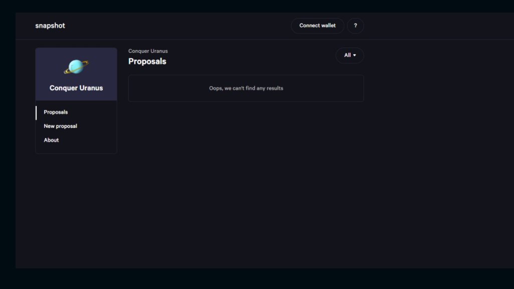 Snapshot Governance Zone!!!!

This announcement is so important! Because we have created the Snapshot Governance Zone, a place where each of you can propose any kind of vote.
Here you have the link for the first vote: snapshot.org/#/conqueruranu…

#governance #USparty #snapshot #MEME
