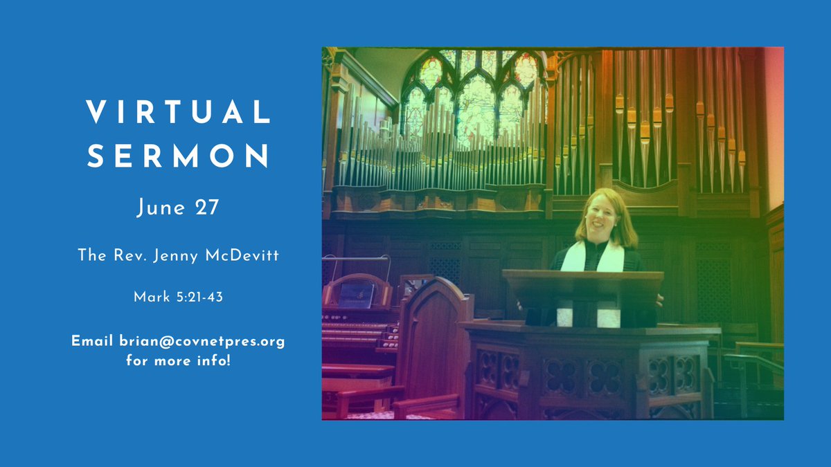 Looking for a sermon for Pride Sunday? Let CNP help! The Rev. Jenny McDevitt will offer a virtual sermon for free use. Her message from Mark 5:21-43, 