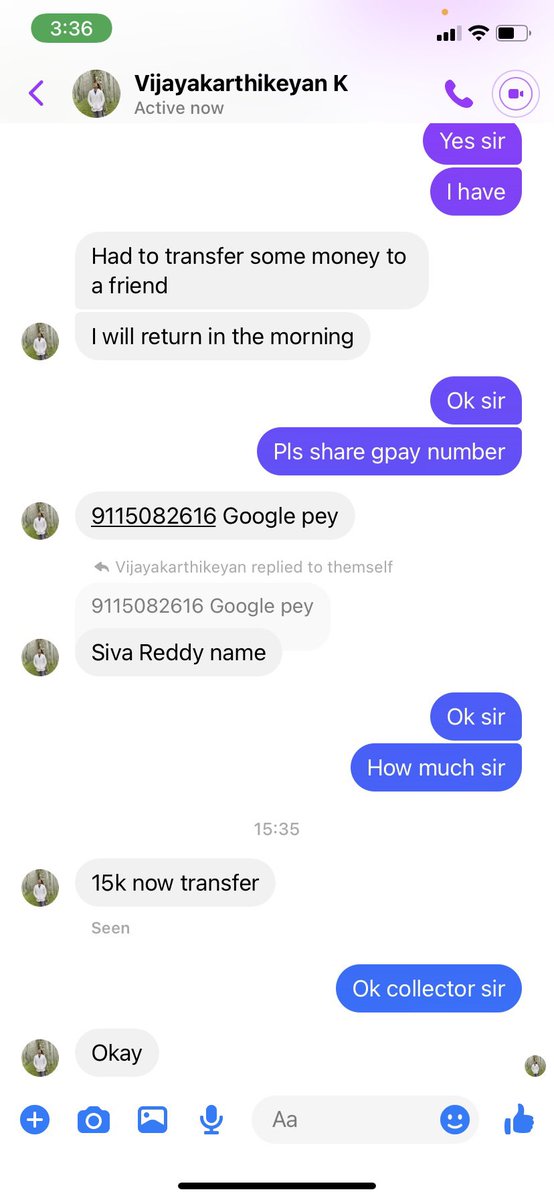 Logendranlogesh's tweet photo. Sir fake account created in your name and trying to cheat people. I’m just taking this to your knowledge @Vijaykarthikeyn https://t.co/g8vTXq8kIk